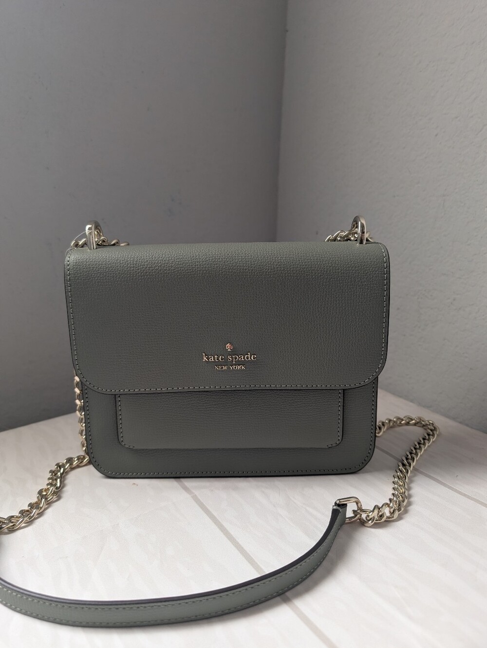 NWT Kate Spade K8518 Remi Refined Leather Flap Chain Crossbody In Dusky Pine